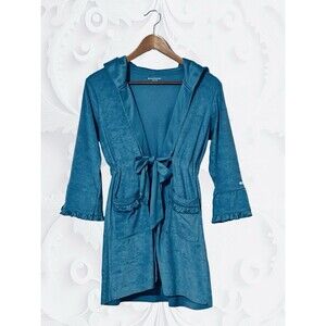 American Girl Blue Terry Robe Belted Hooded Girl’s Medium Bathrobe Sleepwear